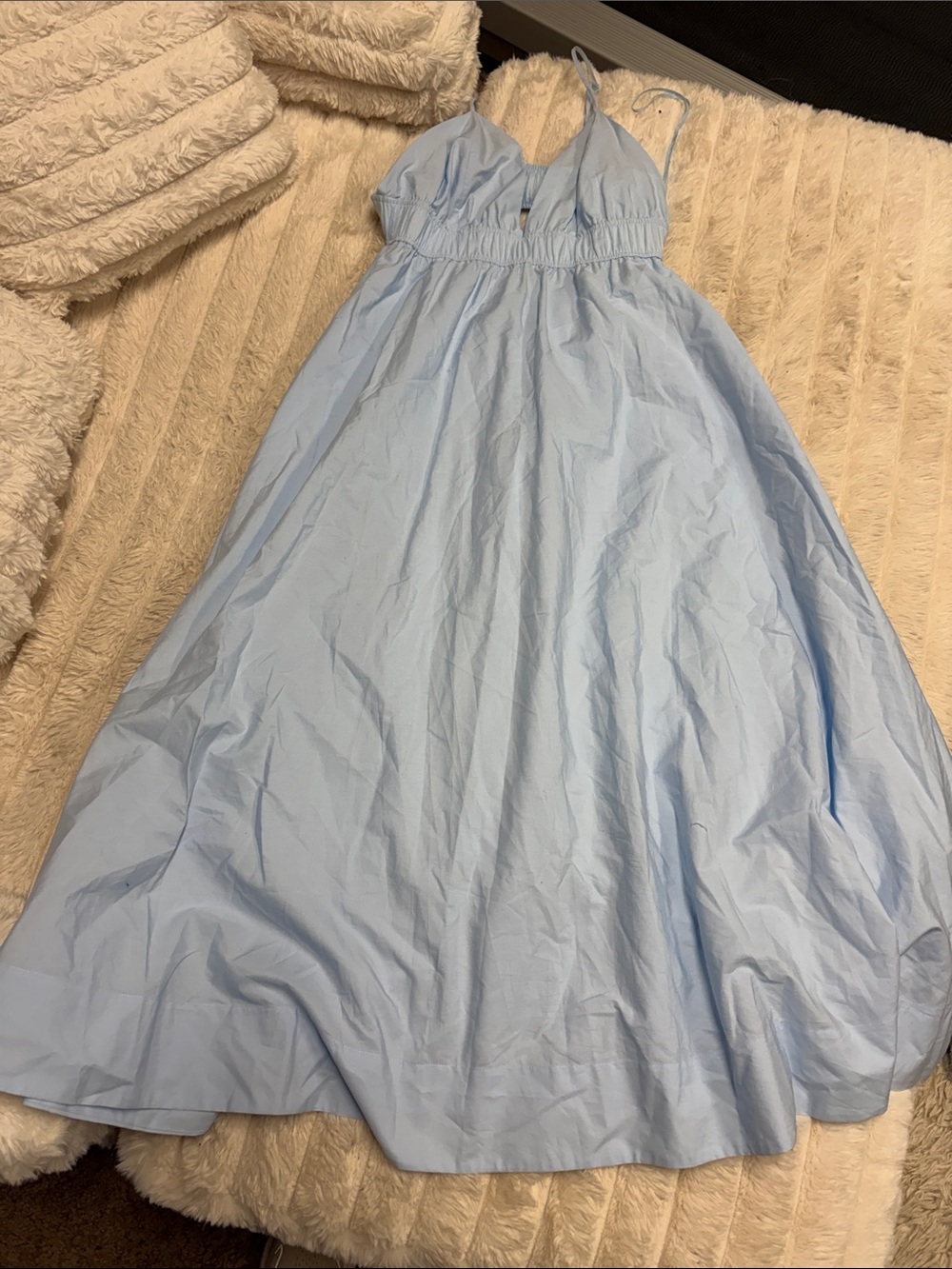 Babaton Light Blue Spaghetti-Strap Maxi Dress